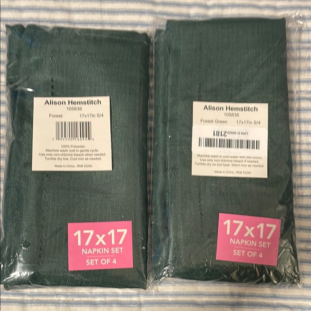 Alison Hemstitch Forest Green Napkin Set of 4